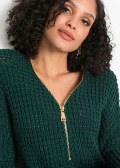 Femme bonprix Maille|Pulls & Gilets|Pull en grosse maille avec zip