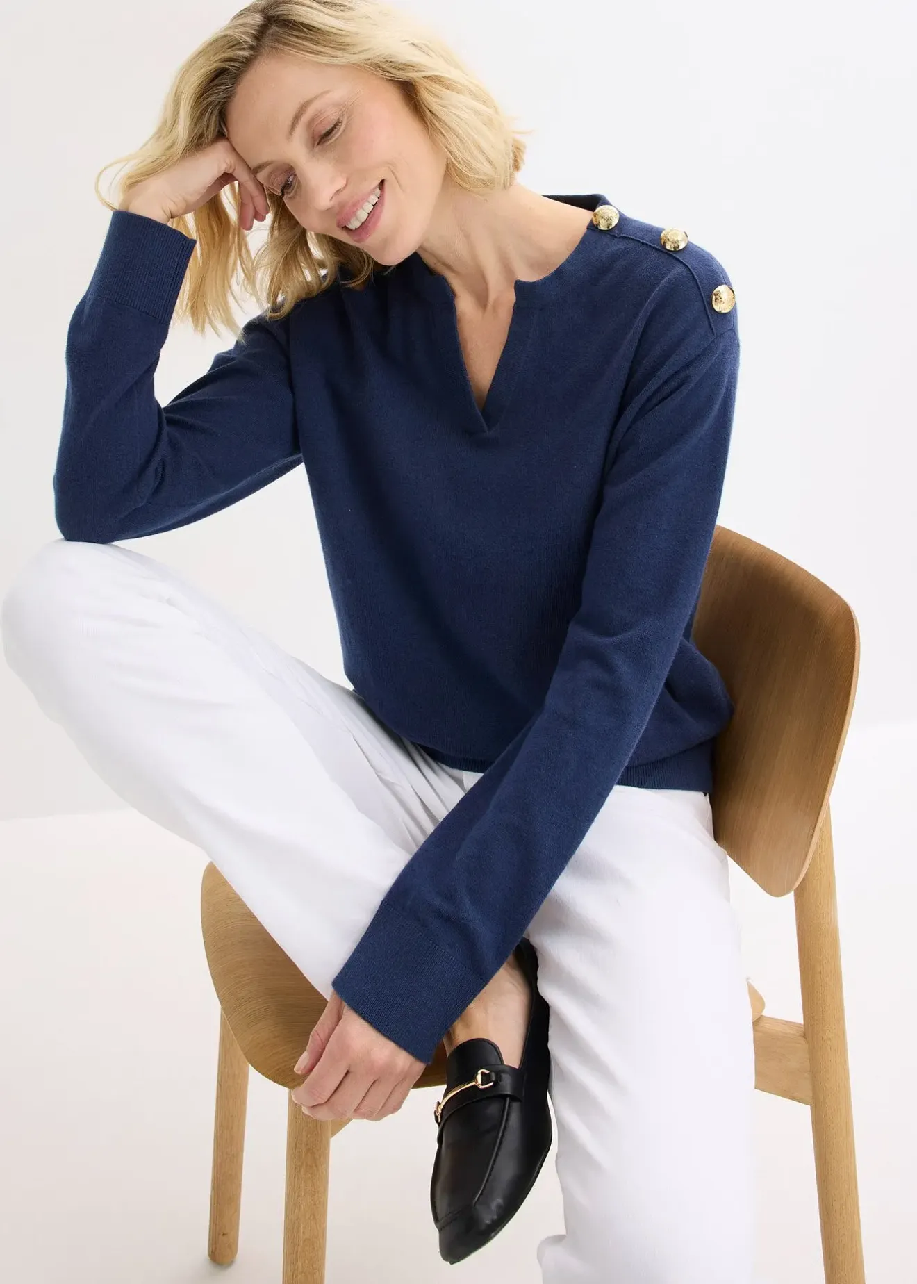 Femme bonprix Maille|Pulls & Gilets|Pull en maille avec boutons