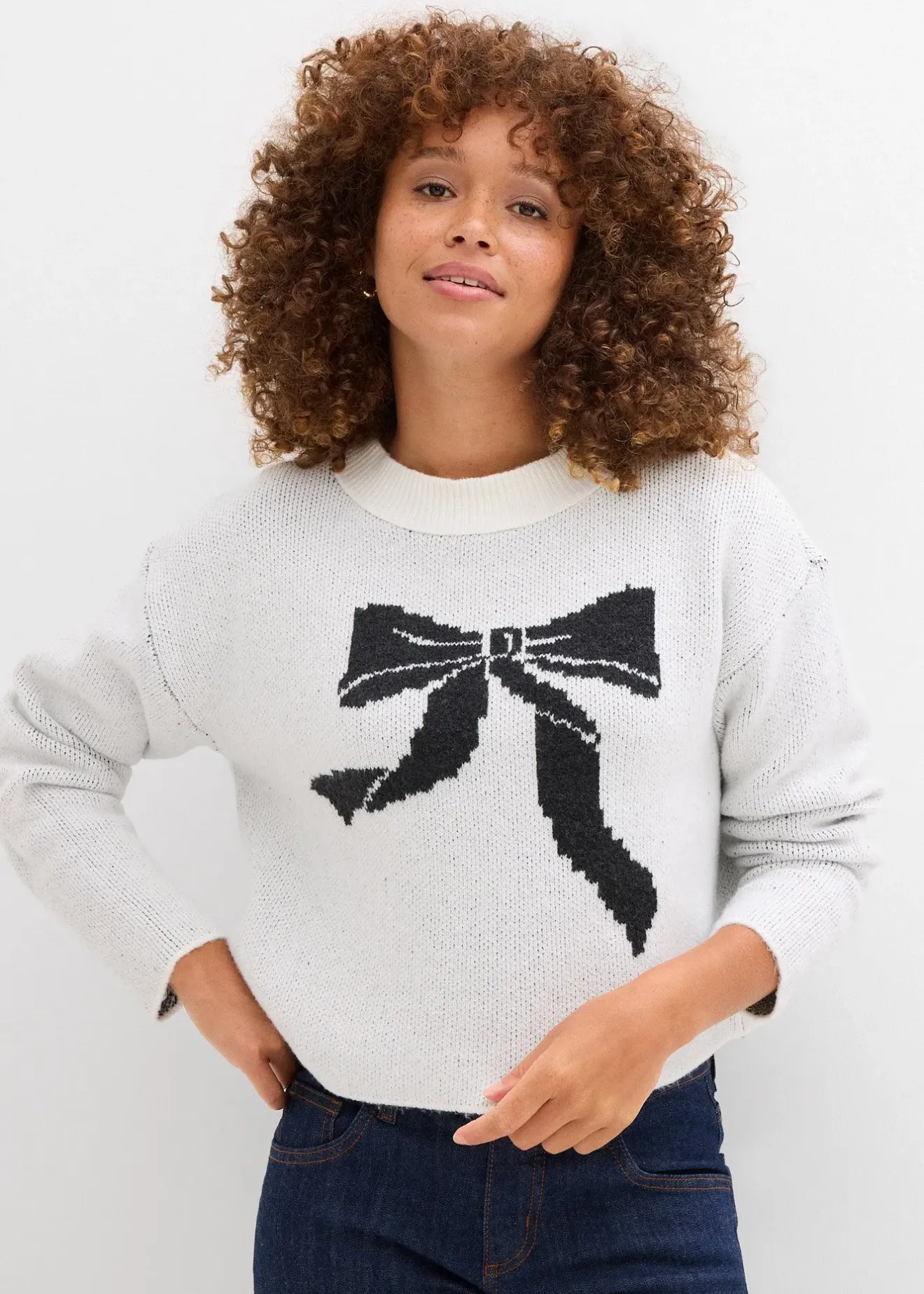 Femme bonprix Maille|Pulls & Gilets|Pull en maille avec nœud