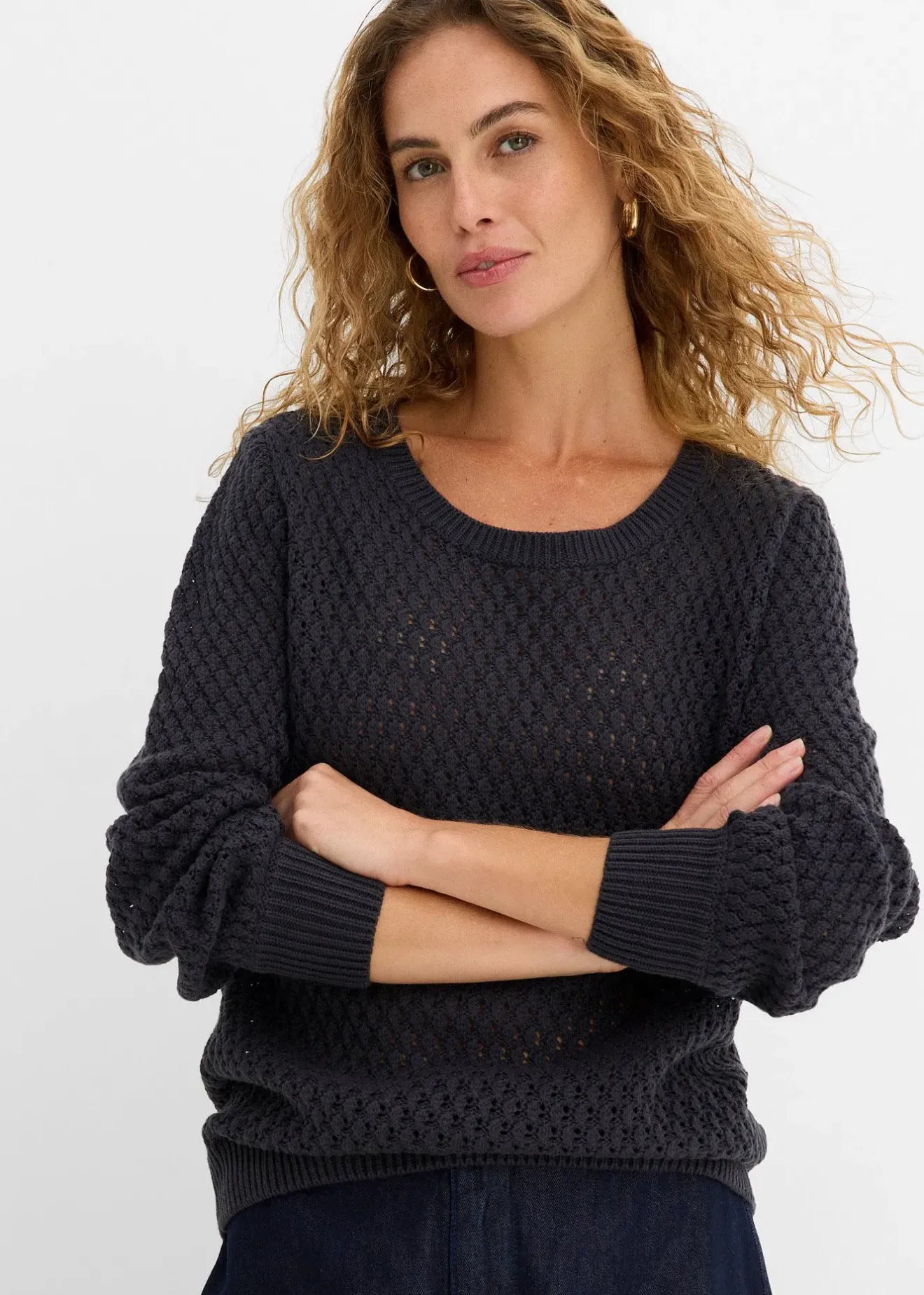 Femme bonprix Maille|Pulls & Gilets|Pull en maille texturée de coton mélangé