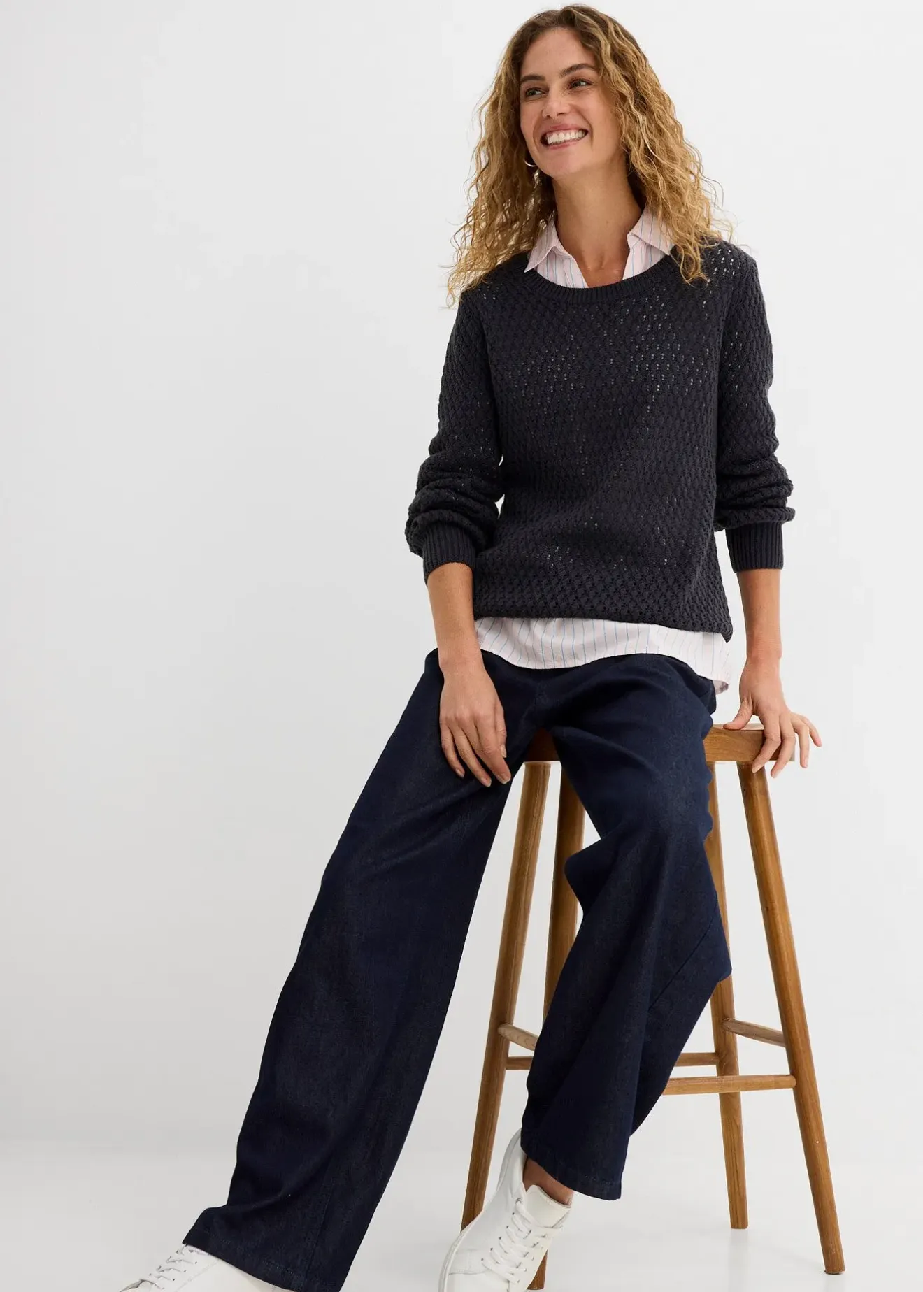 Femme bonprix Maille|Pulls & Gilets|Pull en maille texturée de coton mélangé