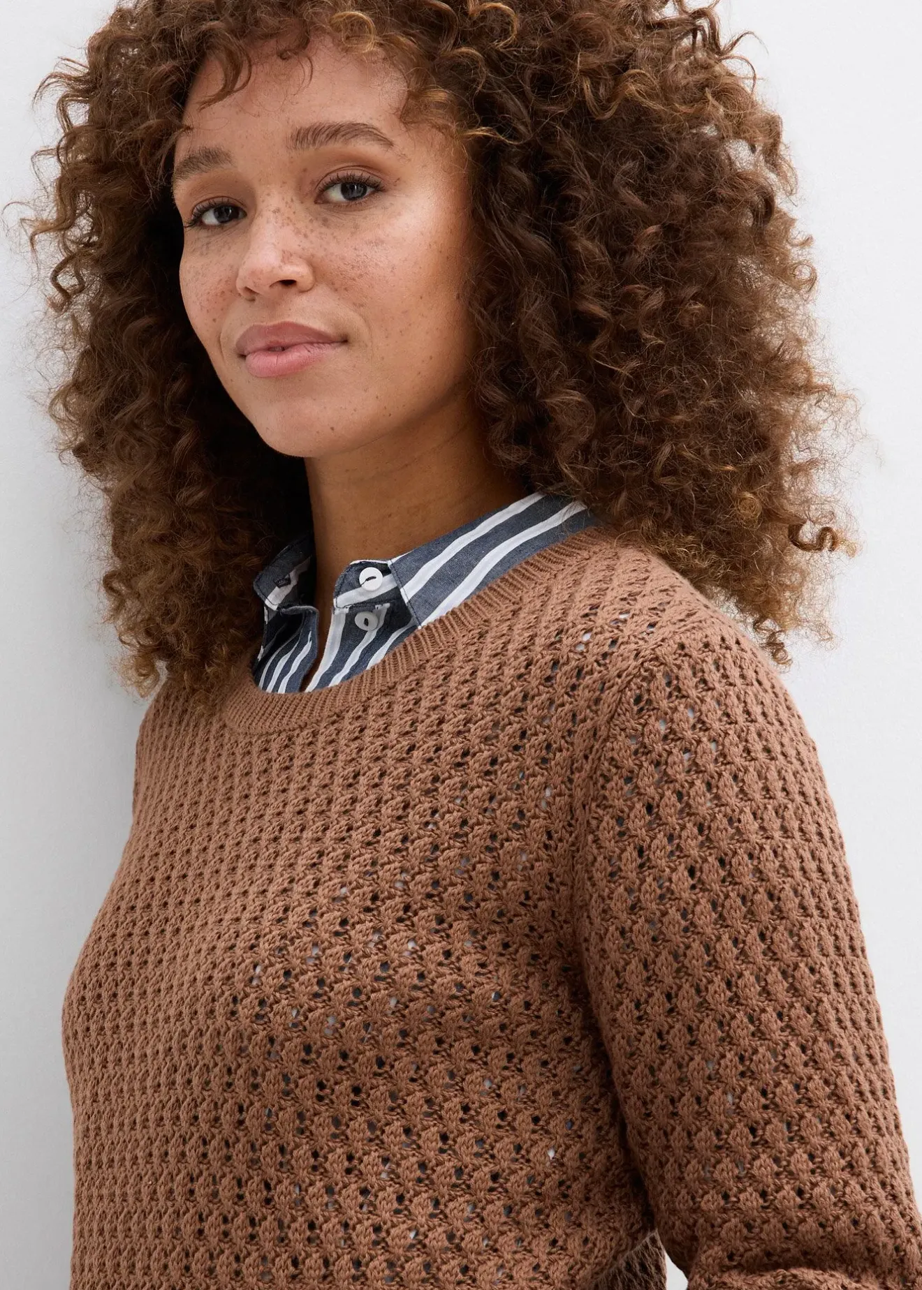 bonprix Pull en maille texturée de coton mélangé|Femme Maille|Pulls & Gilets