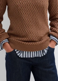 bonprix Pull en maille texturée de coton mélangé|Femme Maille|Pulls & Gilets