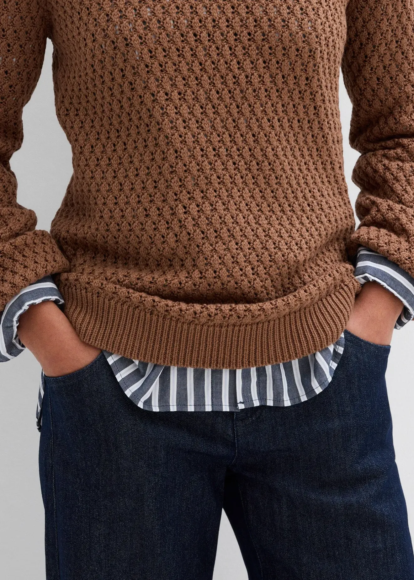 bonprix Pull en maille texturée de coton mélangé|Femme Maille|Pulls & Gilets