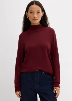 Femme bonprix Maille|Pulls & Gilets|Pull léger en fine maille de viscose majoritaire à large col cheminée