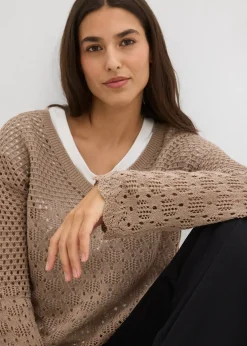 Femme bonprix Maille|Pulls & Gilets|Pull léger en maille ajourée