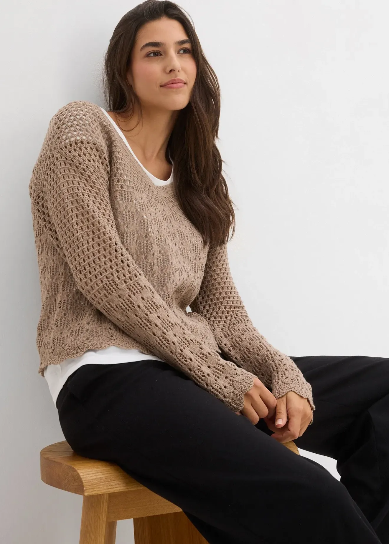 Femme bonprix Maille|Pulls & Gilets|Pull léger en maille ajourée