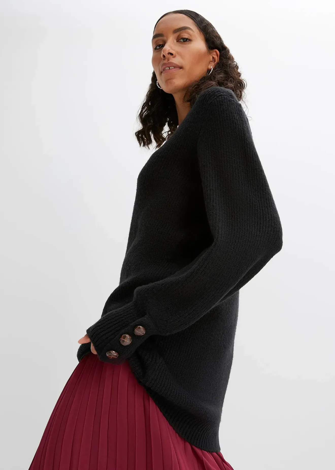 Femme bonprix Maille|Pulls & Gilets|Pull long à boutons