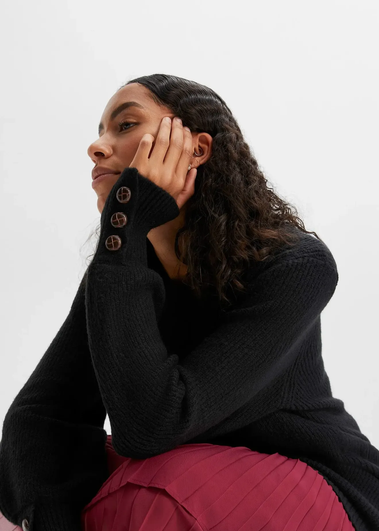 Femme bonprix Maille|Pulls & Gilets|Pull long à boutons