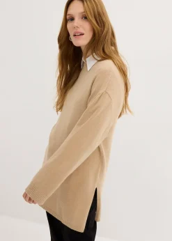 Femme bonprix Maille|Pulls & Gilets|Pull long en fine maille fendu sur les côtés