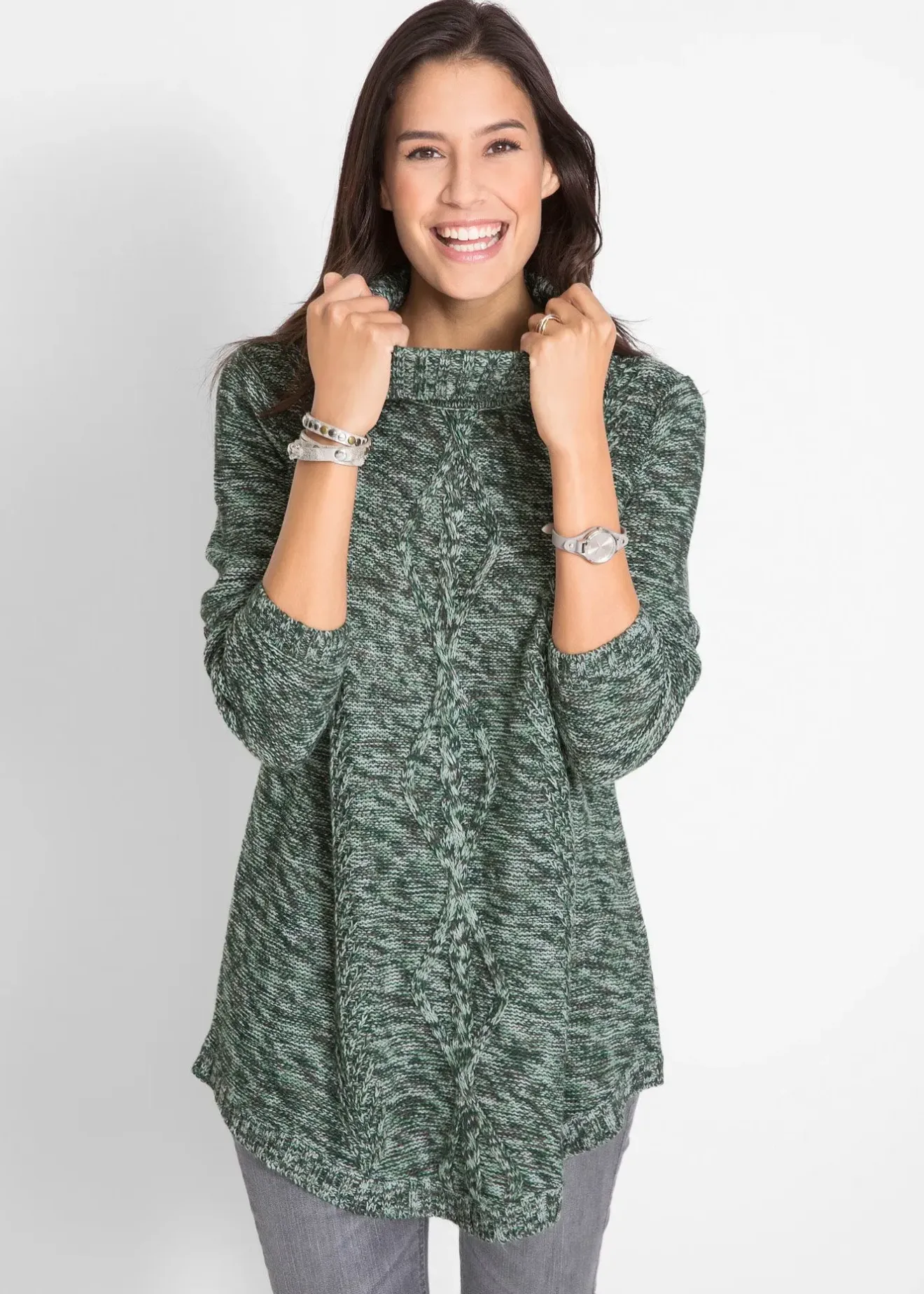 Femme bonprix Maille|Pulls & Gilets|Pull long esprit poncho, manches longues