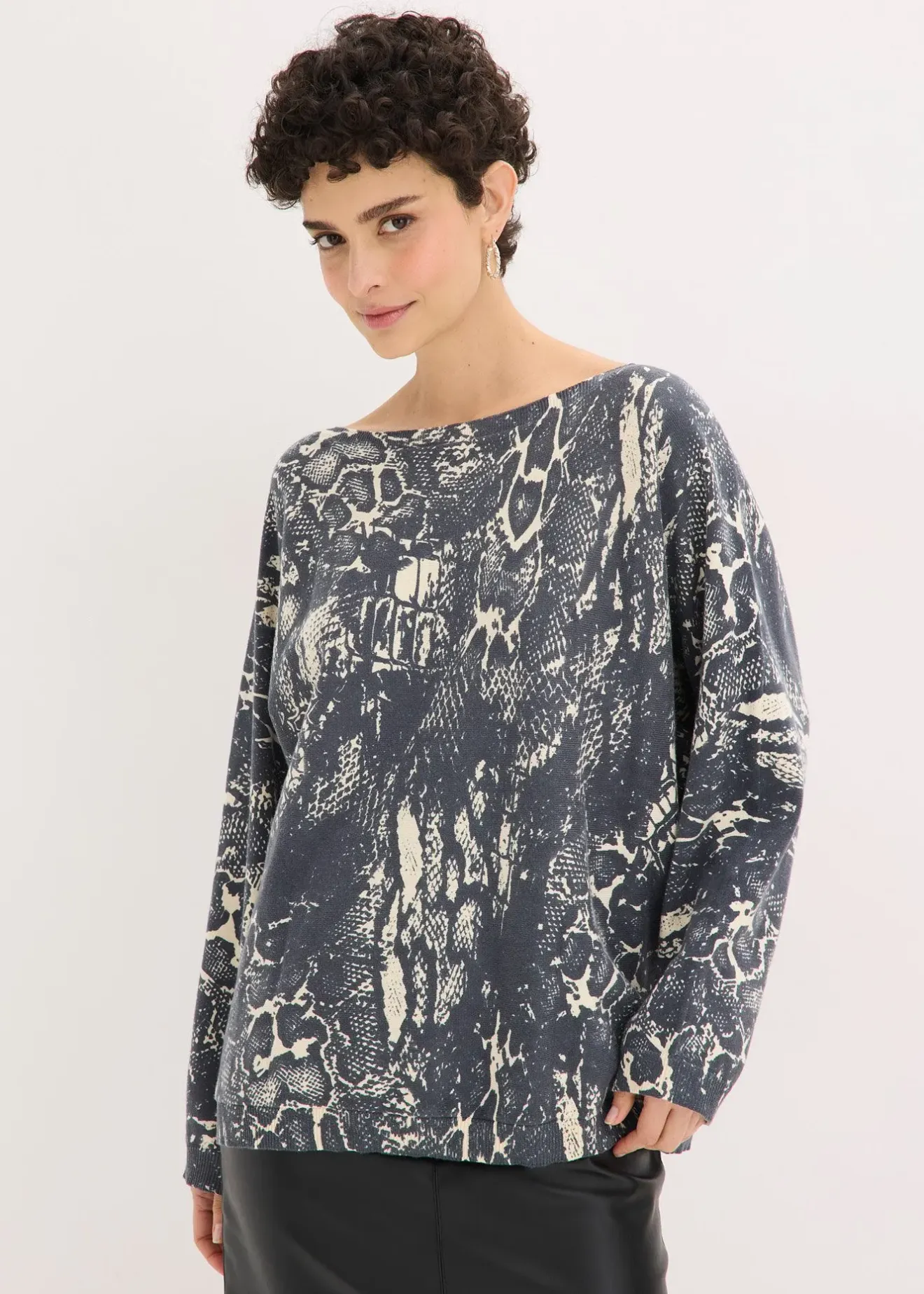 Femme bonprix Maille|Pulls & Gilets|Pull manches chauve-souris à imprimé python