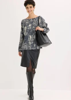 Femme bonprix Maille|Pulls & Gilets|Pull manches chauve-souris à imprimé python