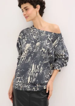 Femme bonprix Maille|Pulls & Gilets|Pull manches chauve-souris à imprimé python