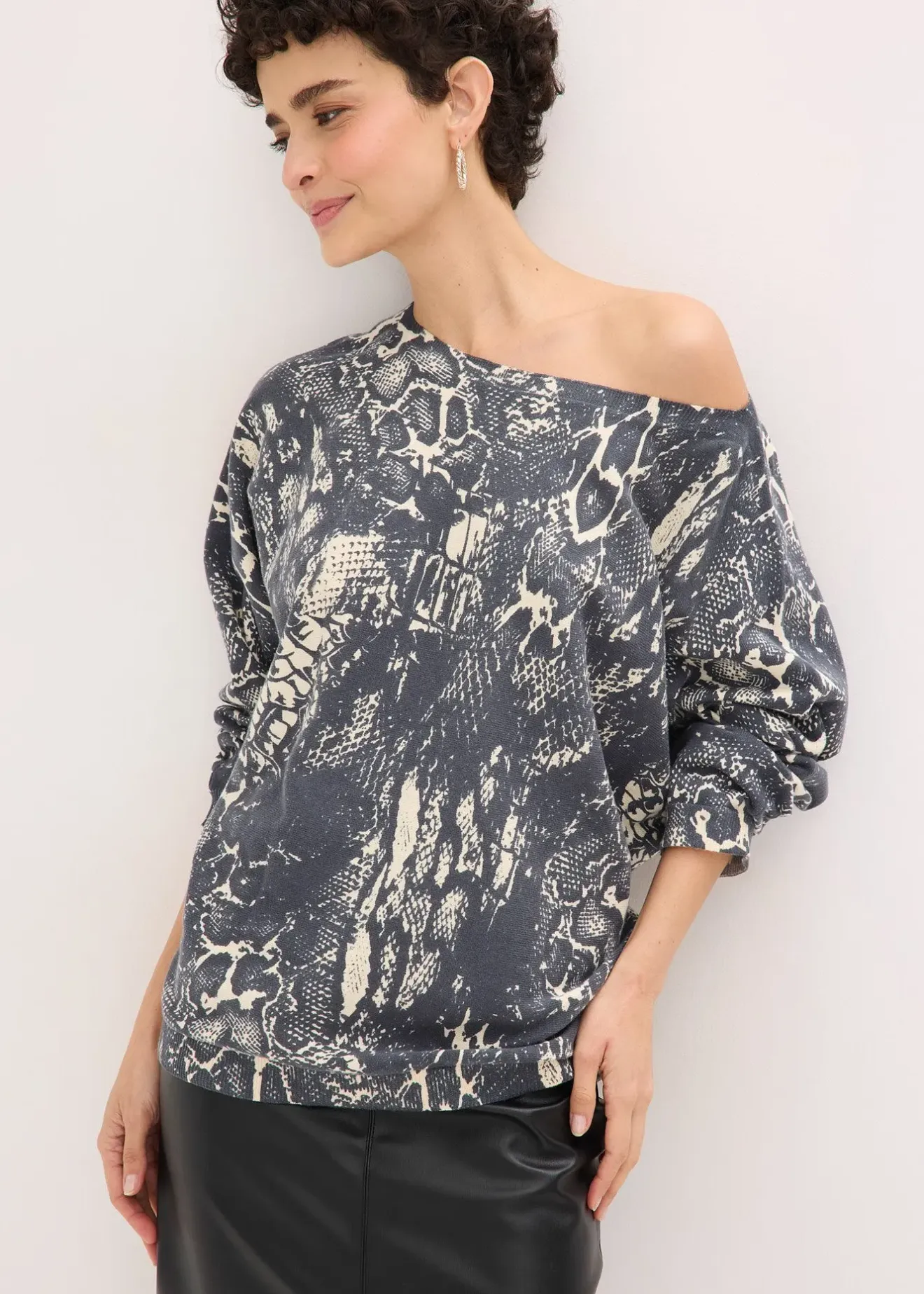 Femme bonprix Maille|Pulls & Gilets|Pull manches chauve-souris à imprimé python