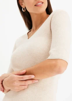 Femme bonprix Maille|Pulls & Gilets|Pull manches courtes côtelé