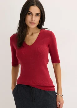 Femme bonprix Maille|Pulls & Gilets|Pull manches courtes côtelé