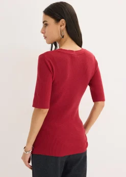 Femme bonprix Maille|Pulls & Gilets|Pull manches courtes côtelé