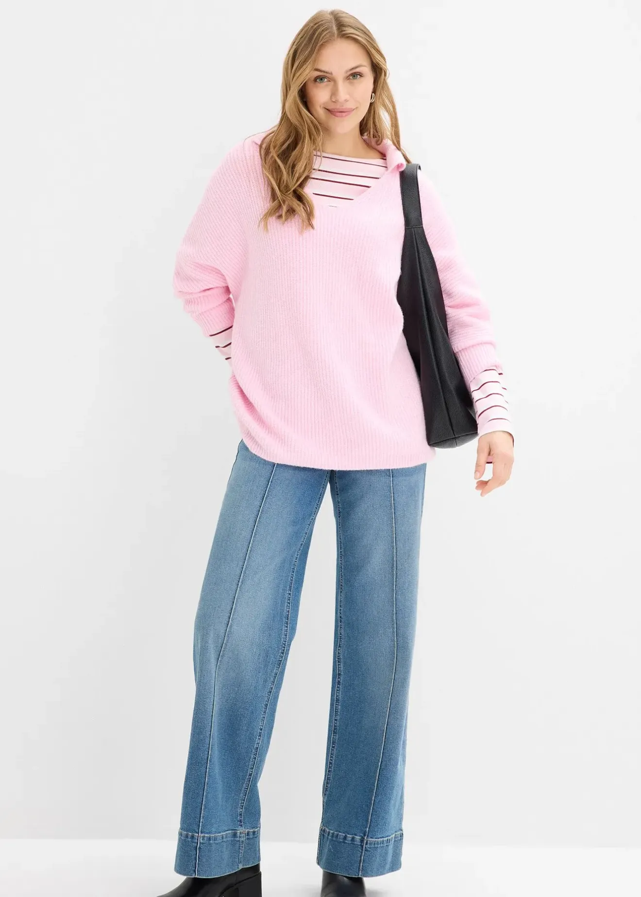 Femme bonprix Maille|Pulls & Gilets|Pull oversize à col polo