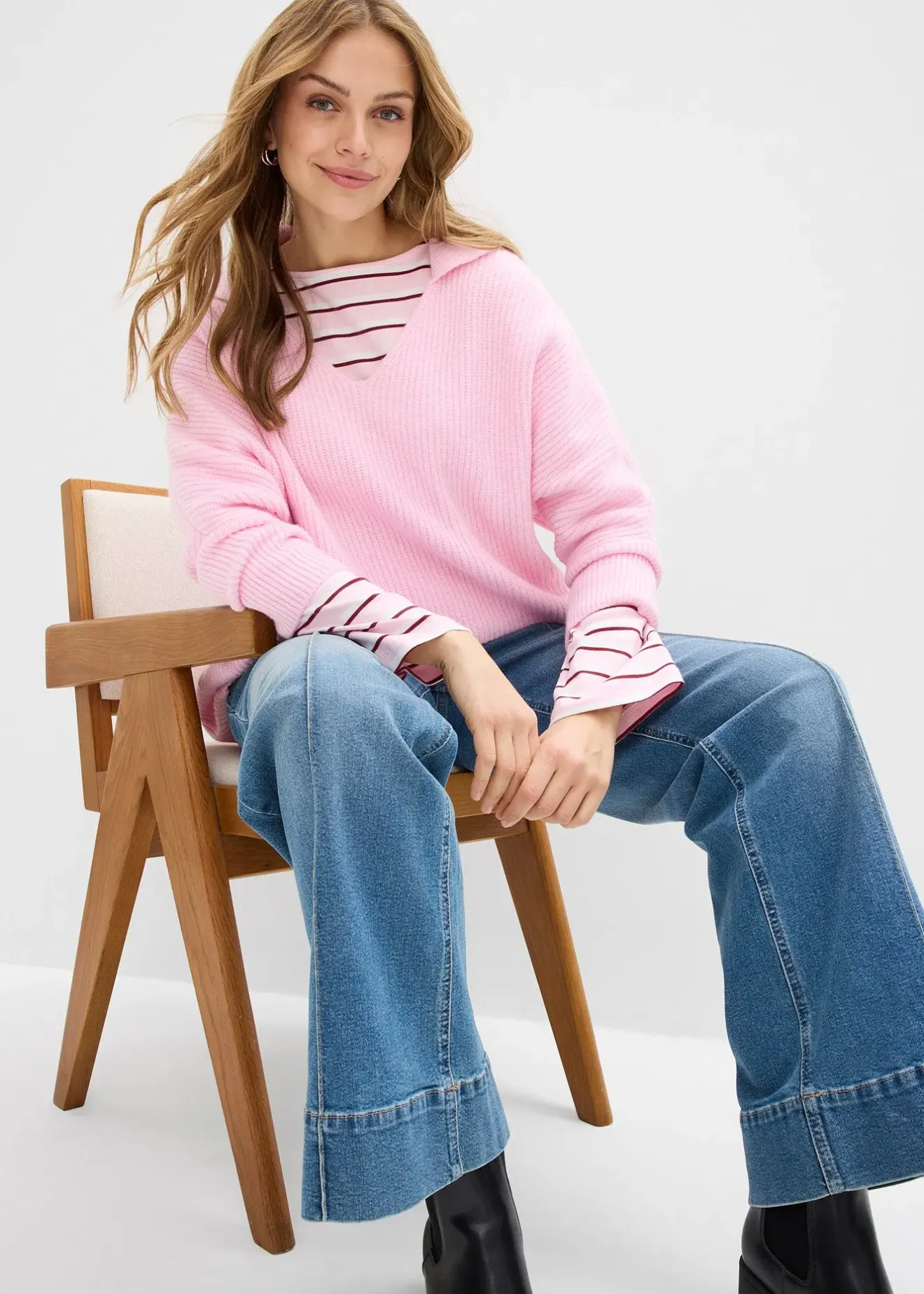 Femme bonprix Maille|Pulls & Gilets|Pull oversize à col polo