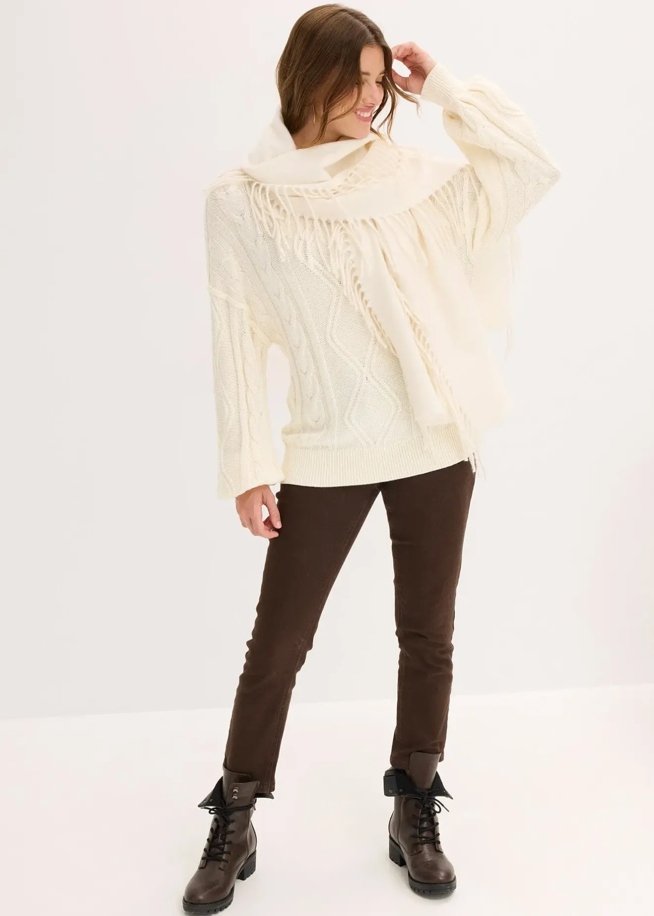 Femme bonprix Maille|Pulls & Gilets|Pull oversize à motif torsadé