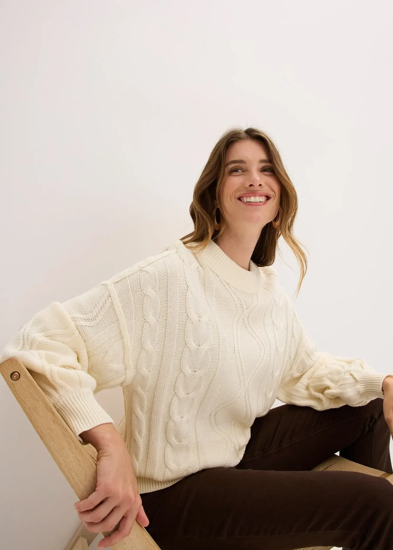 Femme bonprix Maille|Pulls & Gilets|Pull oversize à motif torsadé