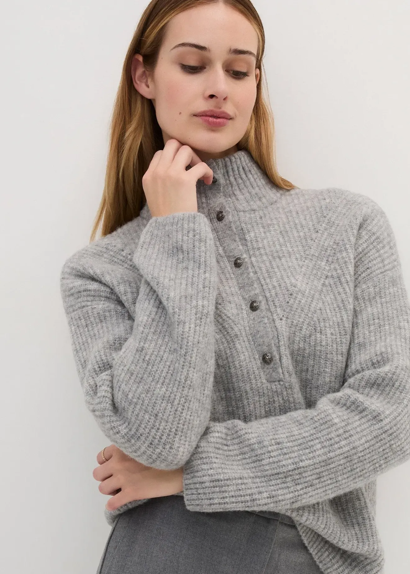 Femme bonprix Maille|Premium|Pull oversize en mélange laine et alpaga