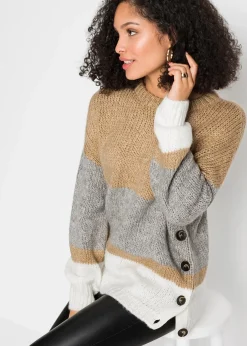 Femme bonprix Maille|Pulls & Gilets|Pull oversize rayé à boutons