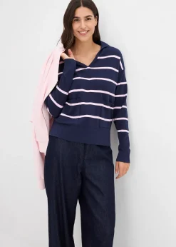 Femme bonprix Maille|Pulls & Gilets|Pull polo en fine maille