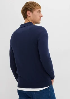 bonprix Pull polo en fine maille avec laine mérinos, slim|Homme Pulls & Gilets