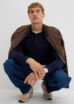 bonprix Pull polo en fine maille avec laine mérinos, slim|Homme Pulls & Gilets