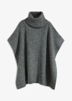 Femme bonprix Ponchos|Maille|Pull poncho en laine mélangée