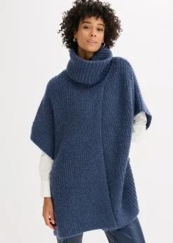 Femme bonprix Ponchos|Maille|Pull poncho en laine mélangée