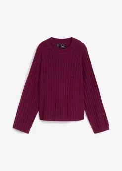 Femme bonprix Maille|Pulls & Gilets|Pull raccourci en maille côtelée