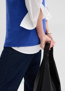 Femme bonprix Maille|Pulls & Gilets|Pull sans manches 100% coton