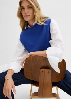 Femme bonprix Maille|Pulls & Gilets|Pull sans manches 100% coton