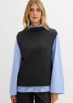 bonprix Pull sans manches 100% coton|Femme Maille|Pulls & Gilets