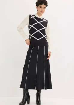 Femme bonprix Maille|Pulls & Gilets|Pull sans manches à motif en maille poilue