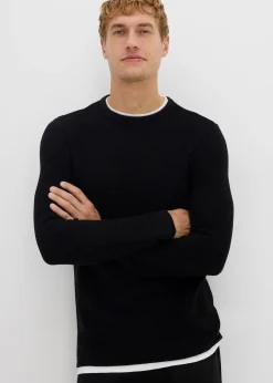 Homme bonprix Pulls & Gilets|Pull texturé effet 2-en-1 en coton mélangé