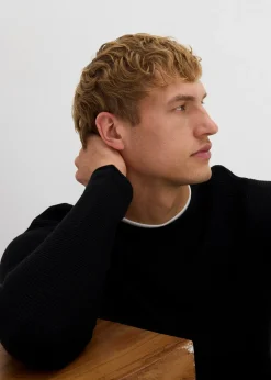 Homme bonprix Pulls & Gilets|Pull texturé effet 2-en-1 en coton mélangé