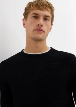 Homme bonprix Pulls & Gilets|Pull texturé effet 2-en-1 en coton mélangé