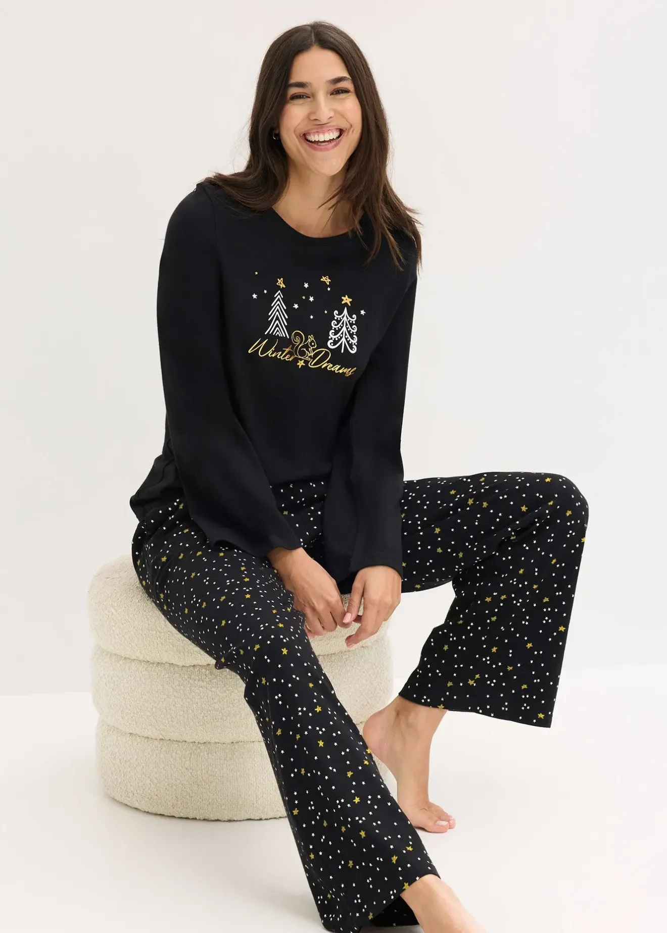 bonprix Pyjama 100% coton à imprimé brillant|Femme Lingerie Nuit