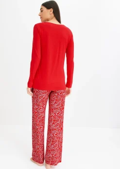 bonprix Pyjama à jambes évasées en viscose mélangée|Femme Lingerie Nuit