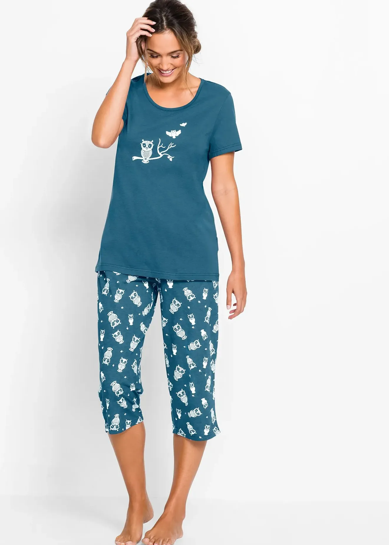 bonprix Pyjama avec corsaire et t-shirt|Femme Lingerie Nuit