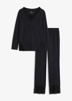 bonprix Pyjama avec finitions dentelle|Femme Lingerie Nuit