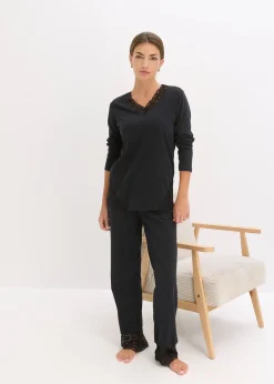 bonprix Pyjama avec finitions dentelle|Femme Lingerie Nuit