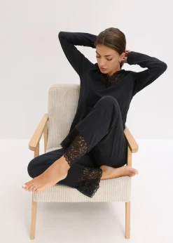 bonprix Pyjama avec finitions dentelle|Femme Lingerie Nuit