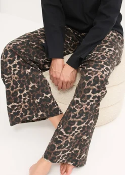 bonprix Pyjama avec haut côtelé et pantalon ample|Femme Lingerie Nuit