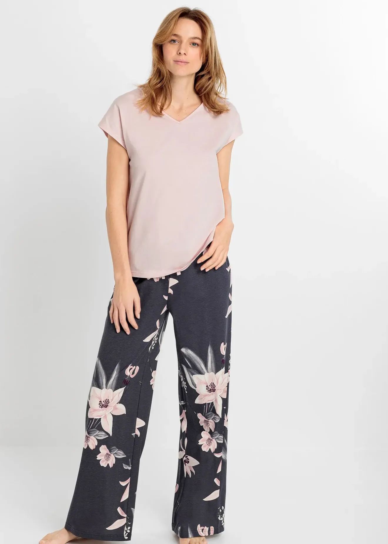 bonprix Pyjama avec pantalon large|Femme Lingerie Nuit