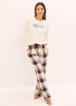 bonprix Pyjama avec pantalon tissé doux et pochette cadeau|Femme Lingerie Nuit